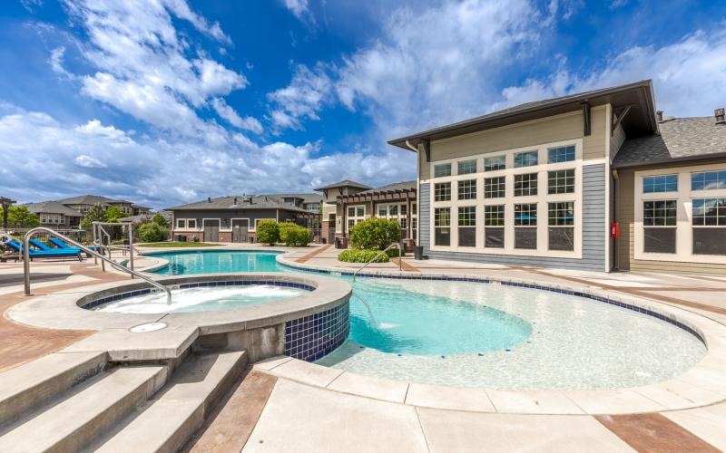 a swimming pool in a courtyard